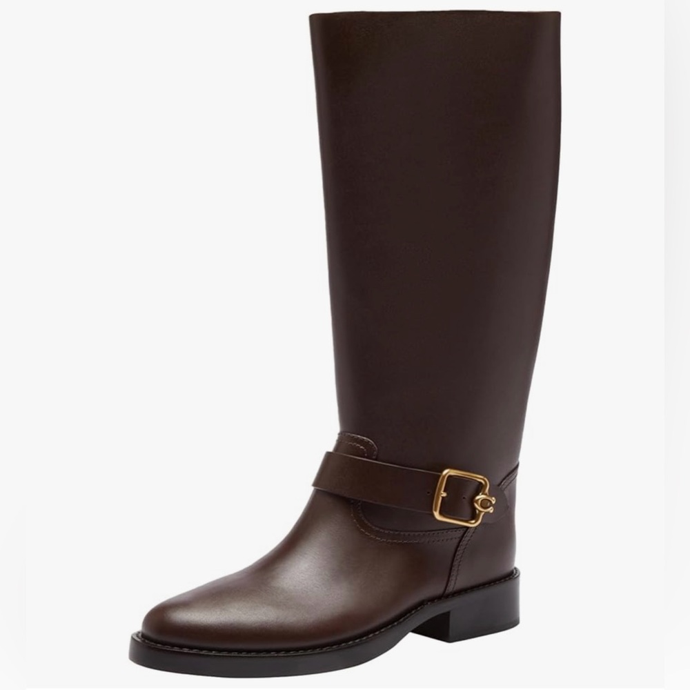 Coach Maple Brown Leather Madeline Boots New Size 7 Tall Genuine Leather $295